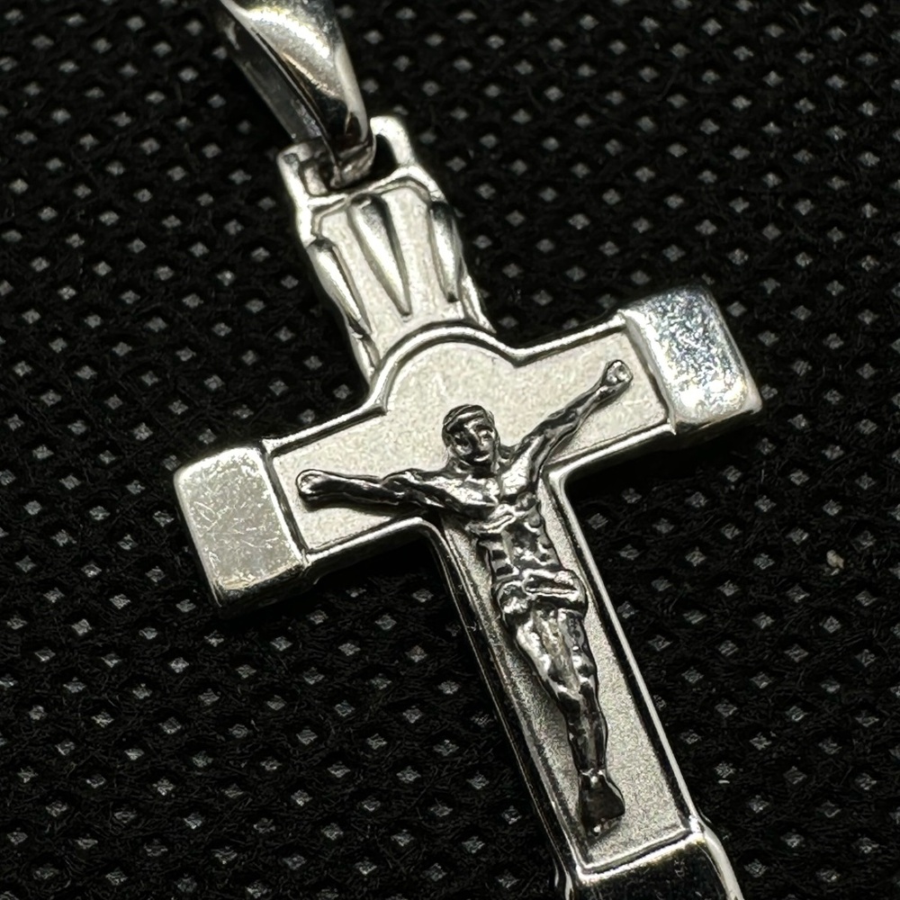 Jesus Cross Pendant, Sterling Silver 925, 30mm Tall